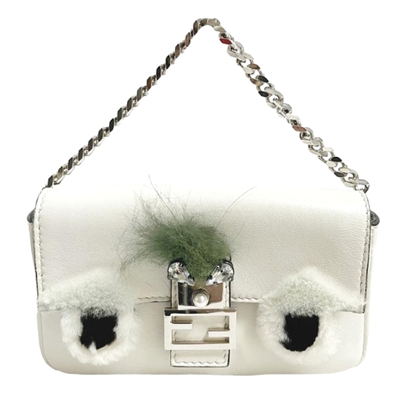 Fendi: Fur Monster Micro Fur Animal Buggie Baguette Chain Crossbody - Picture 5 of 16